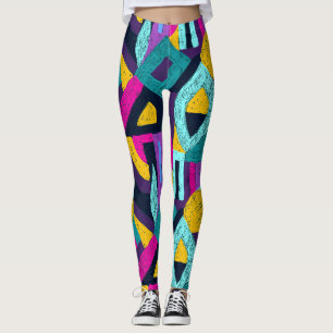 Retro doodles: geometric pop art. leggings