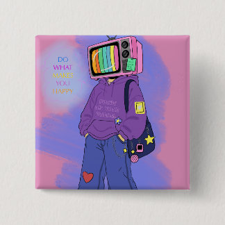 Retro dopamine 15 cm square badge