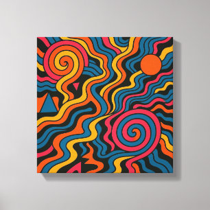 Retro Dopamine Vibes – Psychedelic Brain Colours Canvas Print