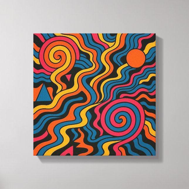 Retro Dopamine Vibes – Psychedelic Brain Colours Canvas Print (Front)