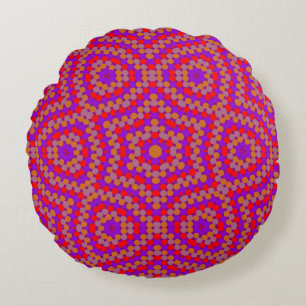 Retro Dot Artistic Abstract Pattern Round Cushion