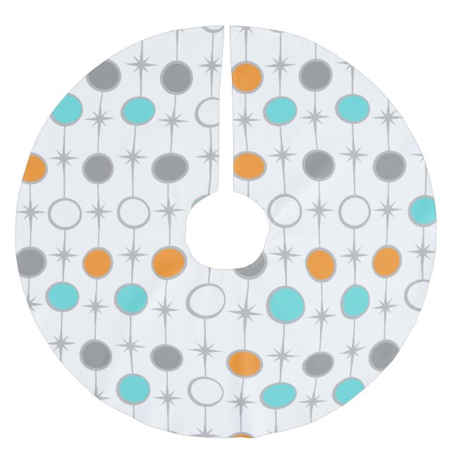 Retro Dots and Starbursts Christmas Tree Skirt (Front)