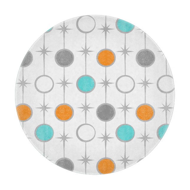 Retro Dots and Starbursts Cutting Board (Front)