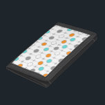 Retro Dots and Starbursts Nylon Wallet<br><div class="desc">This customisable Retro Dots and Starbursts Nylon Wallet design features (Wait for it.) a grid of colourful dots and starbursts. The vintage inspired turquoise; white, grey, and orange dots are separated by kitschy grey starbursts to form a geometric pattern. Customise the background colour on this mid century modern product if...</div>