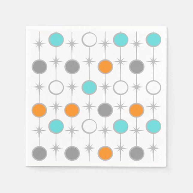 Retro Dots and Starbursts Paper Napkins (Front)