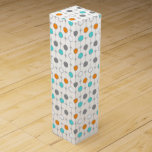 Retro Dots and Starbursts Wine Box<br><div class="desc">This customisable Retro Dots and Starbursts Wine Box design features (Wait for it.) a grid of colourful dots and starbursts. The vintage inspired turquoise; white, grey, and orange dots are separated by kitschy grey starbursts to form a geometric pattern. Customise the background colour on this mid century modern product if...</div>