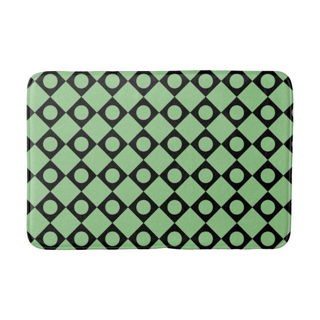 Retro Dots Black Bath Mat (Front)