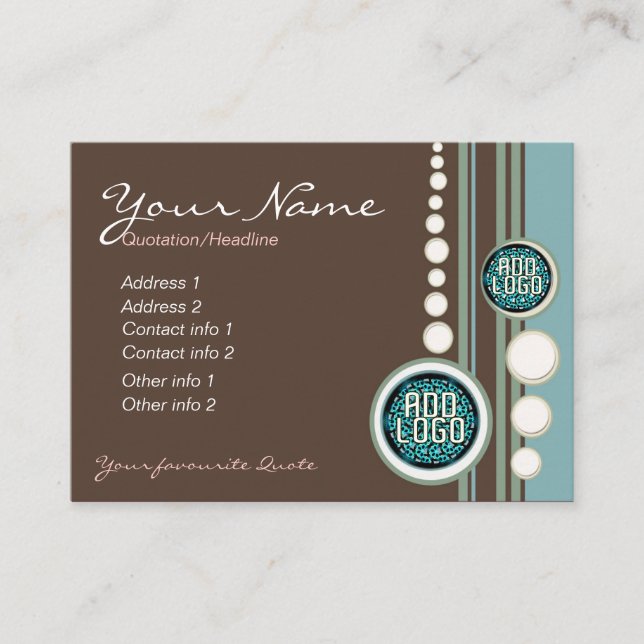 Retro Dots & Circles w/ Logo or Photo Business Per Business Card (Front)