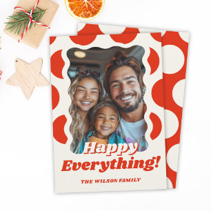 Retro Dots Happy Everything Stylish Fun Photo Holiday Card