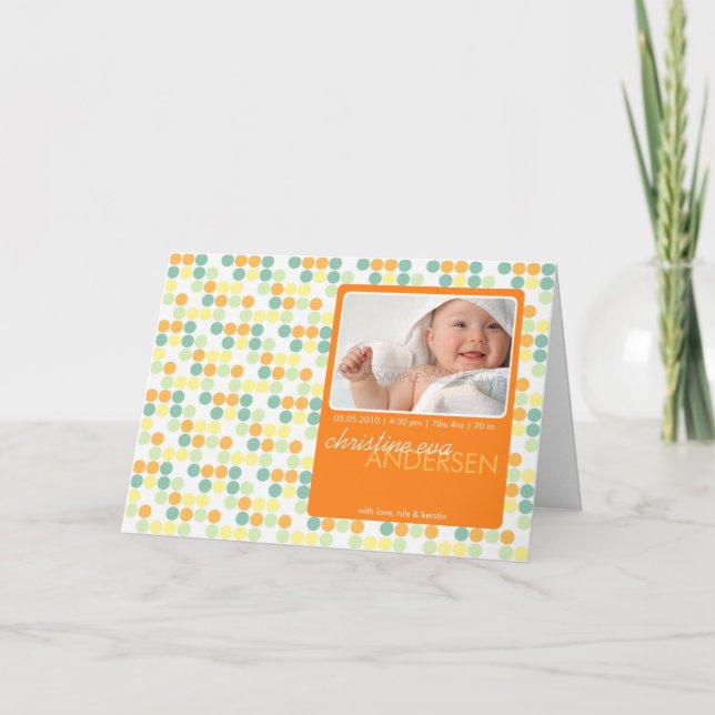 Retro Dots Orange • Baby Announcement (Front)