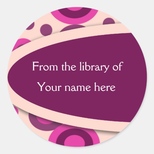 Retro Dots Personalised Bookplates Classic Round Sticker (Front)