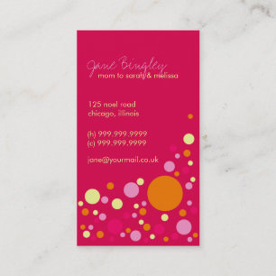 "Retro Dots" Pink & Orange Mummy Business Card