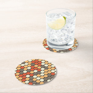 Retro dots round paper coaster