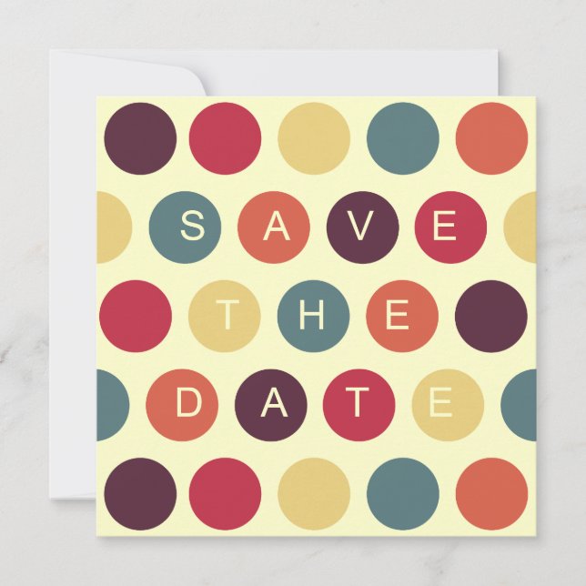 Retro Dots - Save the Date announcement (Front)