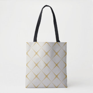 Retro dotted geometric pattern tote bag
