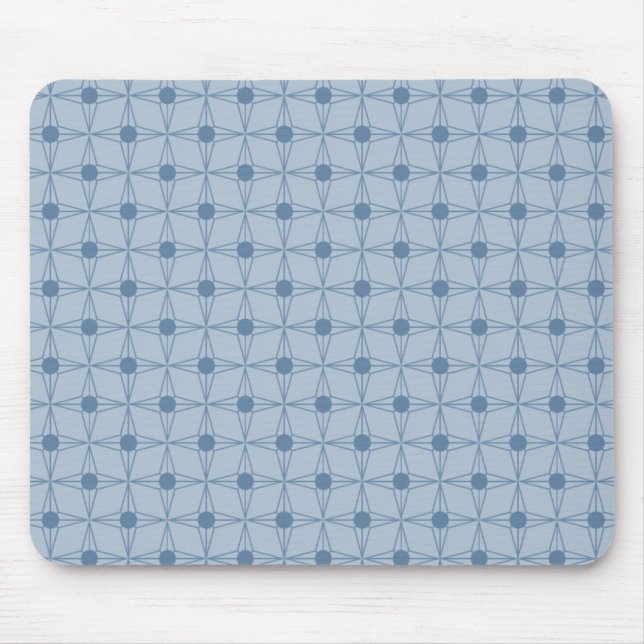 Retro Dotted Star Mousepad, Blue Mouse Pad (Front)