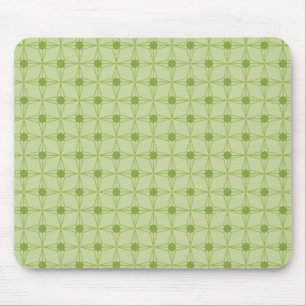 Retro Dotted Star Mousepad, Olive Green Mouse Pad