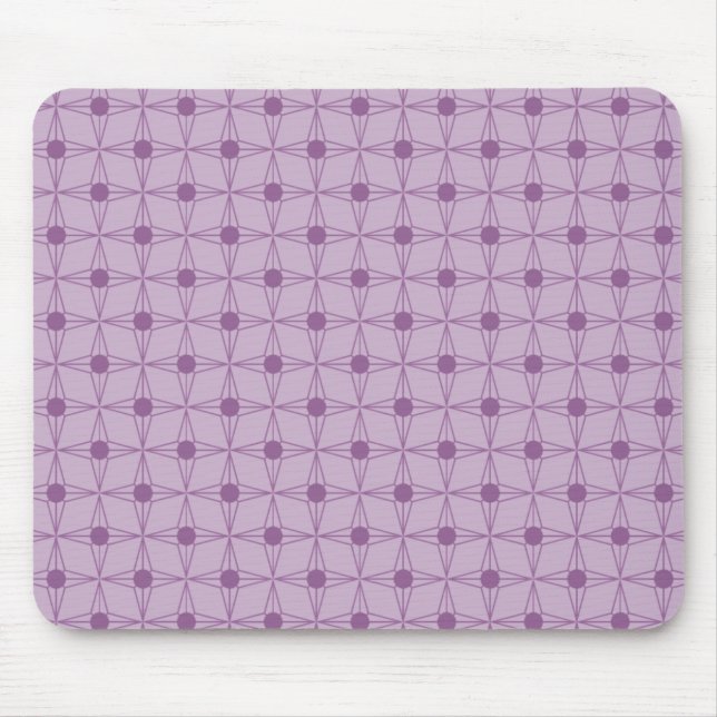 Retro Dotted Star Mousepad, Purple Mouse Pad (Front)