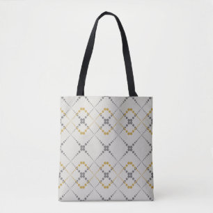 Retro dotted zig-zag geometric pattern tote bag