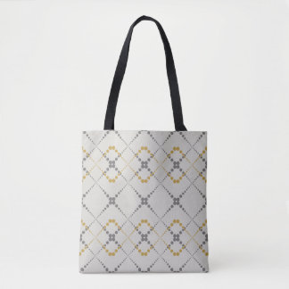Retro dotted zig-zag geometric pattern tote bag