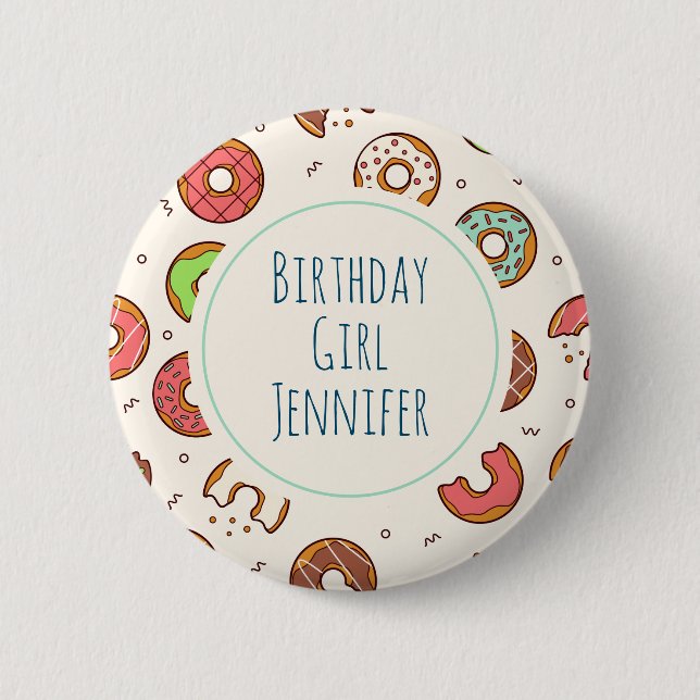 Retro Doughnut Pattern Cute Colourful Style Birthd 6 Cm Round Badge (Front)