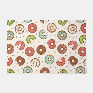 Retro Doughnut Pattern Cute Colourful Style Doormat