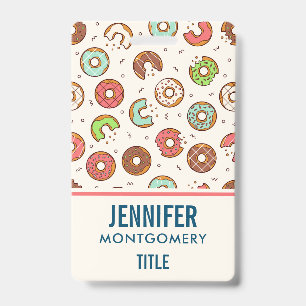Retro Doughnut Pattern Cute Colourful Style ID Badge