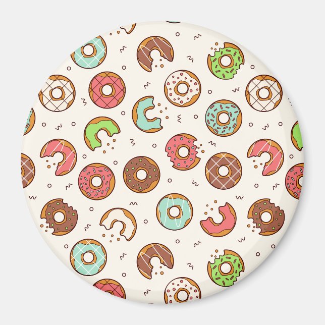 Retro Doughnut Pattern Cute Colourful Style Magnet (Front)
