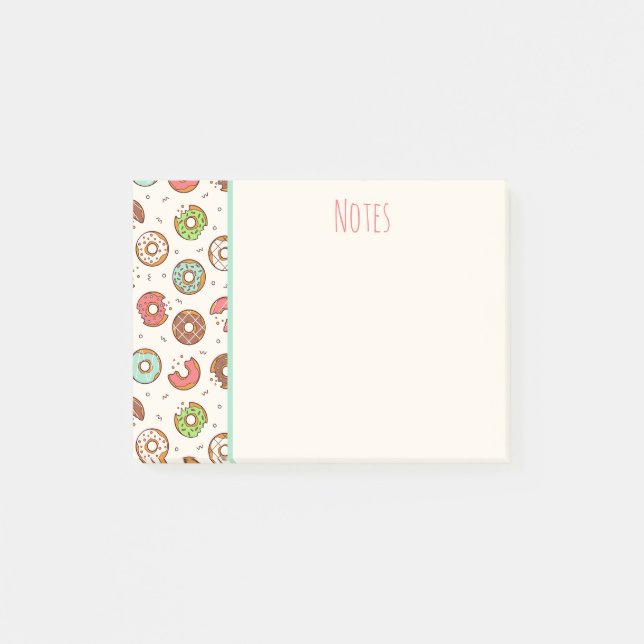 Retro Doughnut Pattern Cute Colourful Style Post-it Notes (Front)