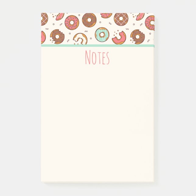 Retro Doughnut Pattern Cute Colourful Style Post-it Notes (Front)