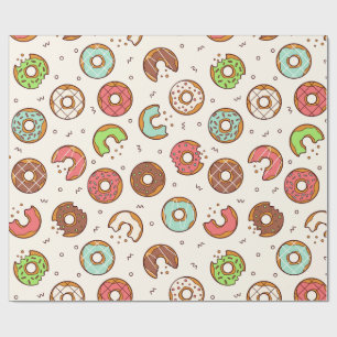 Retro Doughnut Pattern Cute Colourful Style Wrapping Paper