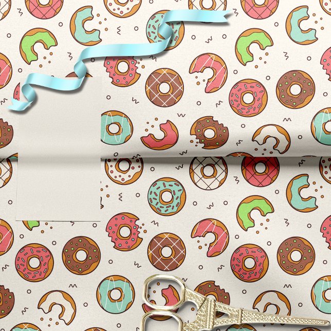 Retro Doughnut Pattern White Tissue Paper (Creator Uploaded)