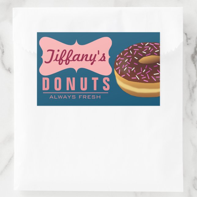 Retro Doughnut Shop | Doughnuts Baker | Doughnut B Rectangular Sticker (Bag)