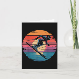 Retro Downhill Skiing Vintage Sunset Sports Gifts Card