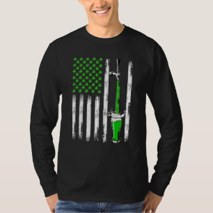 Retro Draft Beer American Flag Shamrock St Patrick T-Shirt