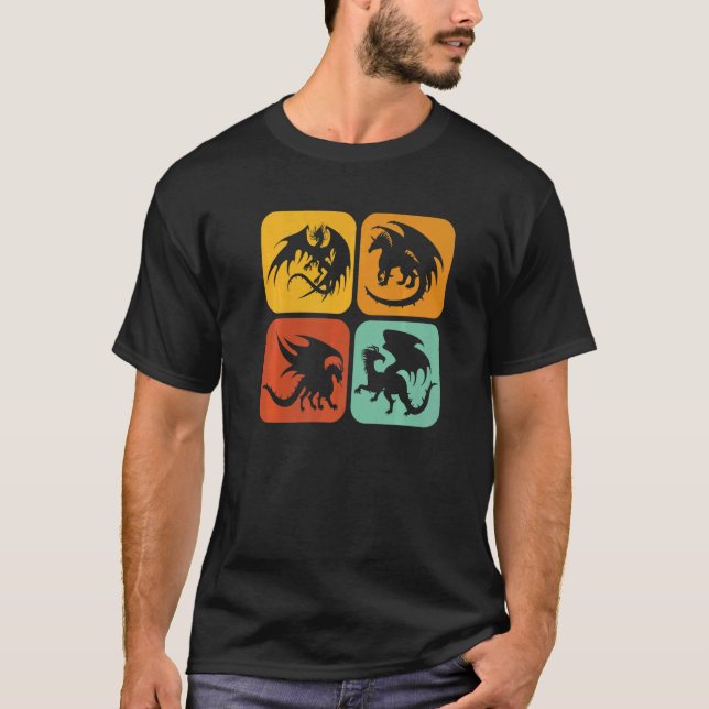 Retro Dragons I Aesthetic I Fire Dragon T-Shirt (Front)