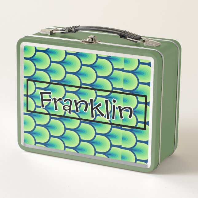 Retro Drawing I Custom Name Metal Lunch Box (Front)