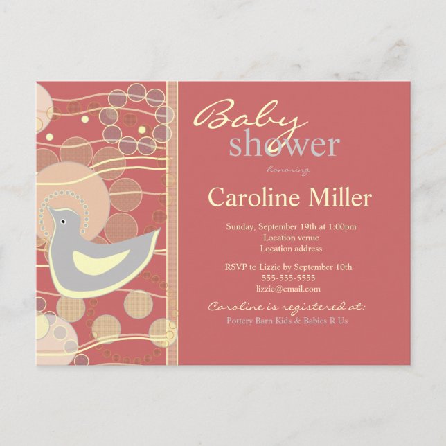 Retro Dream Bird Invitation Postcard (Front)