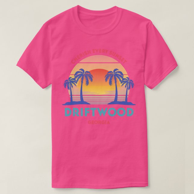 Retro Driftwood Beach Cherish Every Sunset T-Shirt (Design Front)