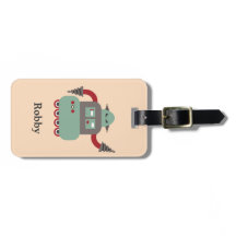 Retro Driller Robot Personalised Luggage Tag