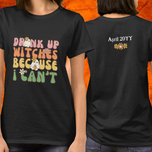 Retro Drink Up Witches Funny Baby Announcement T-Shirt