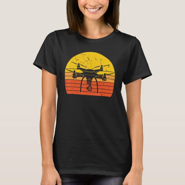 Retro Drone Pilot Gyroscope Hexacopter Drone T-Shirt (Front)