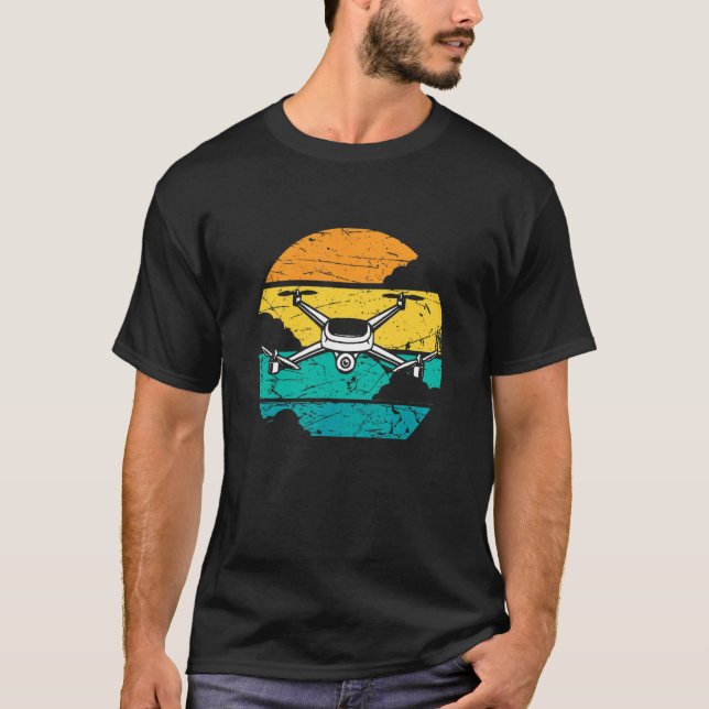 Retro Drone Quadcopter Rc Flight Operator Fvp Race T-Shirt (Front)