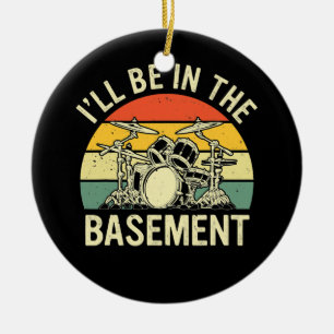 Retro Drum Set Design Funny Drummer Men Women Ceramic Tree Decoration