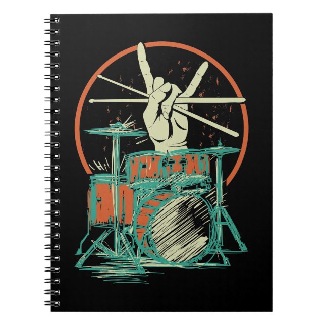 Retro Drum Set Music Drummer Drumsticks Notebook (Front)