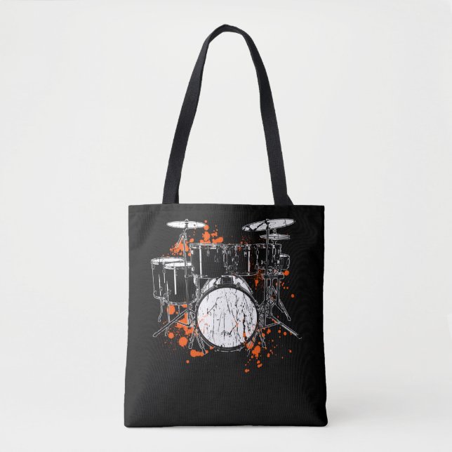 Retro Drum Set Music Drummer Tote Bag (Front)
