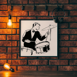 Retro Drummer Poster