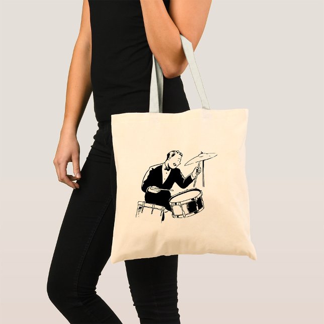 Retro Drummer Tote Bag (Creator Uploaded)