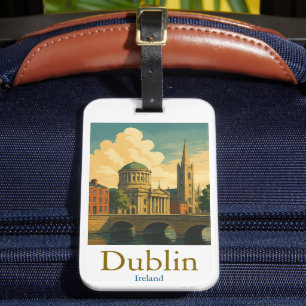 Retro Dublin Ireland Travel Vintage Artwork Luggage Tag