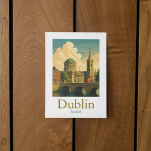 Retro Dublin Ireland Travel Vintage Artwork Postcard